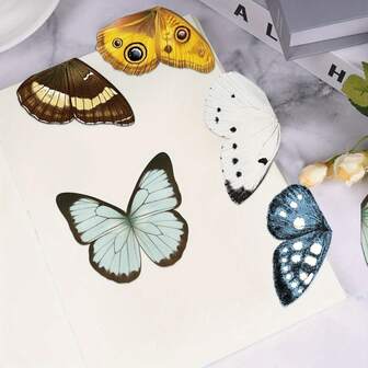 5pcs Butterfly Magnetic Bookmarks, Made Of Durable Paper Material, Beautifully Designed, Suitable For Students And Readers, Ideal Back-To-School Gift