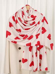 1 pieza Bufanda/Chal casual y dulce con estampado de corazón - Multicolor - Ver 9