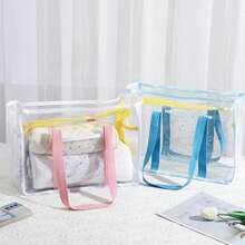 Clear Mesh Large Capacity Tote Beach Bag, PVC Sandproof Storage Bag, Beach Sports Toys Tote Bag - 彩色 - 查看 5