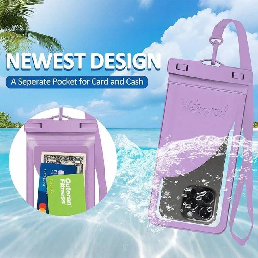 (Free Shipping)2pcs Universal Waterproof Phone Bag, Waterproof Phone Case, 3D Phone Dry Bag, Compatible With IPhone/Galax, Suitable For Swimming, Rainy Days, And Outdoor Use, Preventing Your Phone From Being Damaged By Water. Inflatable Waterproof Bag, Drop-Proof, Impact-Proof, And Buoyant. Phone Accessories, Travel, Travel Essential, Beach, Swimming Essential, Cruise Essential. - 彩色 - 查看 1