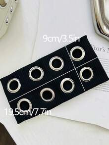 1pc Hollow Circle Elastic Headband, Y2K Retro Punk Rock Music Festival Headpiece Hair Accessories - Round Hole Hairband - View 10