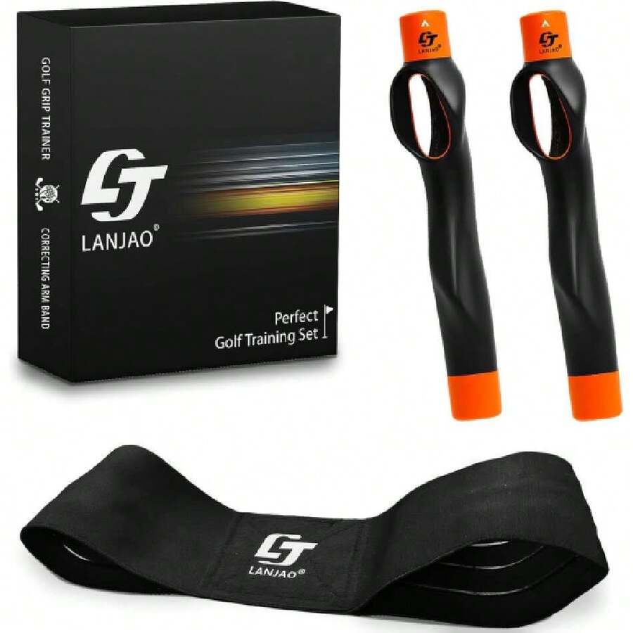 Golf Grip Trainer 2 Pack With Swing Correcting Arm Band, Golf Training Aid, Golf Grip Kit,Grip Trainer Golf Club To Help Train Correct Hand Position,36293941 - 珊瑚橙 - 查看 1