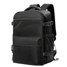 真空压缩背包 - 尼龙材质，多口袋收纳，适合旅行、徒步、露营和商务出行，节省空间设计，内置气泵，旅行必备收纳包，轻便旅行装备，拉链封口，旅行背包，旅行包，行李袋，旅行袋，过夜包，大容量旅行收纳包，邮轮必备，度假必备，男女通用