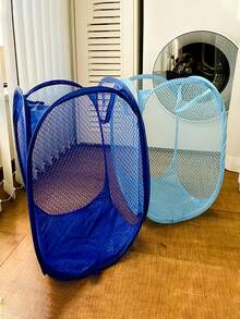 可折叠洗衣篮，透气网布收纳篮，带人体工学手柄，大容量，无内衬，适用于洗衣房、客厅、浴室、卧室，洗衣袋、衣物袋、防水袋、收纳袋、衣物整理袋、衣物收纳袋、打包袋、旅行必备品、旅行收纳袋 - 彩色 - 查看 5