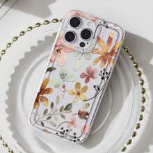 Funda para teléfono con diseño floral de acuarela, compatible con iPhone 16, 15, 14 Pro Max, 13, 12, 11, XR y XS Plus. Fabricada en silicona TPU, ofrece protección contra golpes y caídas, además de una excelente sensación al tacto. Es el regalo ideal para familiares, amigos y seres queridos. - transparente - Ver 1