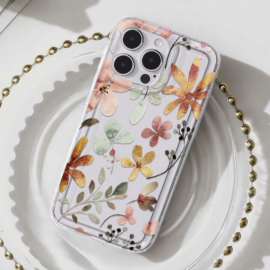 Funda para teléfono con diseño floral de acuarela, compatible con iPhone 16, 15, 14 Pro Max, 13, 12, 11, XR y XS Plus. Fabricada en silicona TPU, ofrece protección contra golpes y caídas, además de una excelente sensación al tacto. Es el regalo ideal para familiares, amigos y seres queridos. - transparente - Ver 1