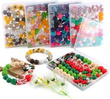 Sunrony 105Pcs Mixed Green Christmas Focal Silicone Beads For Keychains Making, Rhinestone Spacer Hexagon Lentil Silicone Beads For Pens Crafts And Necklace Bracelet - Yellow Chocolate Sunflower - 查看 6