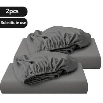 2pcs Solid Color Brushed Fitted Sheet, Soft & Breathable Bedding, Suitable For Bedroom, Guest Room, Machine Washable, Durable, Wrinkle-Resistant, Deep Pocket Fits All Mattress Sizes Twin/Full/Queen/King, 11 Elegant Colors, Easy To Clean Fitted Sheet, Ideal For Home And Hotel Use, Great Christmas Gift