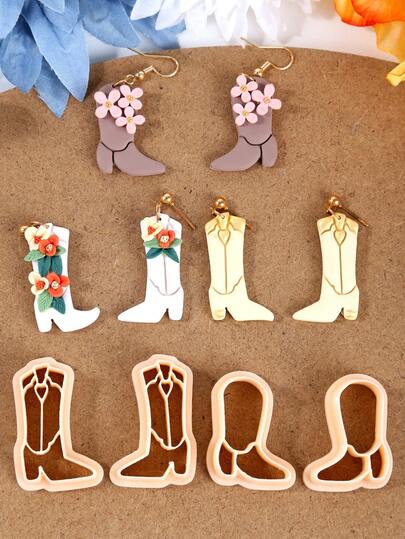 Western Cowboy Boot Shaped Polymer Clay Cutter, Suitable For Jewelry Making, Hat Earring Clay Tools, Western Style Clay Jewelry Making Materials, DIY Crafts