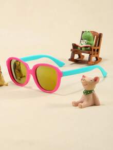 一副适合3-8岁儿童的休闲方形时尚经典眼镜，适合户外运动、玩耍、钓鱼、时尚装饰、春夏郊游、度假、海滩度假，让你成为街头焦点，返校季、春季，香草风格 - 彩色 - 查看 4