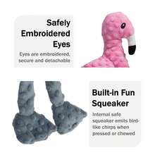 Pink Flamingo & Red Parrot Shaped Dog Chew Doll, Plush Squeaky Doll For Pet Dogs & Cats, Self-Entertainment - Multicolor - View 5