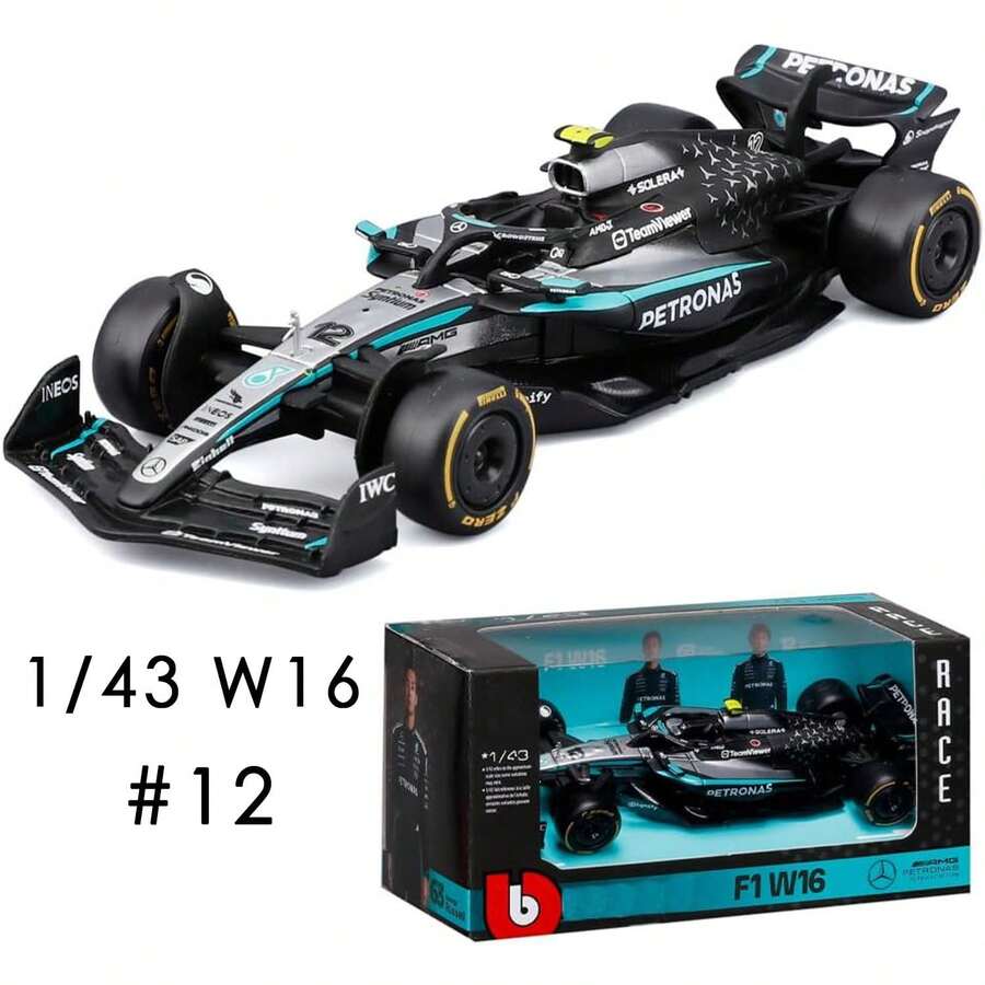 Burago 1:43 Scale F1 Mercedes-AMG W16 2025 #12 Kimi Antonelli - #12 W16 N/Helmet - View 1
