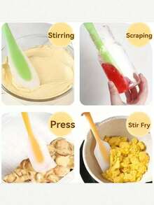 3pcs/2pcs/1pc Silicone Spatula Set, Multi-Functional, Transparent, Suitable For Scraping Butter, Whipping Cream, Baking Cakes, Spreading Jam, Heat-Resistant Cream Scraper, Mixing Baking Tools, Kitchen Utensils, Apartment Essential - Multicolor - View 4