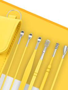 6pcs Stainless Steel Double-Ended Spiral Ear Spoon, Ear Cleaner, Ear Wax Removal Tool, Home Use - Multicolor - View 10