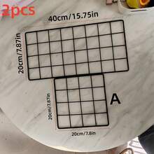 2 件套（16 英寸 x 8 英寸 + 8 英寸 x 8 英寸）金属网格墙饰，照片展示板，适用于客厅、卧室、办公室、家居装饰、房间装饰、墙面装饰，斋月/情人节礼物 - 黑色 - 查看 13