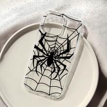 Funda para teléfono con diseño de telaraña de Halloween espeluznante, compatible con iPhone 16, 15, 14 Pro Max, 13, 12, 11, XR y XS Plus. Fabricada en silicona TPU, ofrece protección contra golpes y caídas, además de una excelente sensación al tacto. Es el regalo ideal para familiares, amigos y seres queridos. - transparente - Ver 6