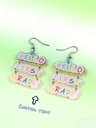 Pendientes personalizados, estilo de vacaciones de verano en la playa, forma de corte irregular, letras en inglés impresas de manera creativa, nombre personalizable, eslogan, ubicación, fecha, llavero transparente de doble cara, adecuado para cumpleaños, reunión familiar, San Valentín, padres e hijos, parejas, celebración de aniversario, regalo para mamá, papá, amigos, novio, novia, uso diario