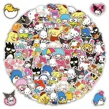 SANRIO 104 miếng dán hoạt hình  dễ thương - Chống thấm nước, thích hợp để trang trí điện thoại, laptop, sổ tay, bình nước, đồ dùng làm sổ lưu niệm, văn phòng phẩm. - 104 CÁI - Xem 2