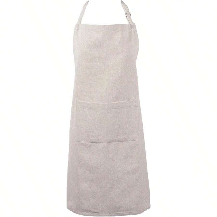 DII 100% algodon solido Chambray Juego de Cocina Delantal de Chef Natural 1 Pieza - Natural - Ver 1