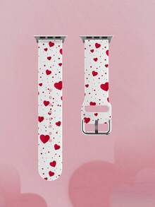 1 Stück weiches, elastisches, atmungsaktives Armband mit Polka Dot- und Herzmustern als Ersatz für Apple Watch 38mm 40mm 41mm 45mm 44mm 42mm 49mm, modisches, lässiges Silikonarmband kompatibel mit Apple Watch Ultra Serie, S10/SE/9/8/7/6/5/4/3/2/1 Smartwatch - Verschiedenfarbig - Übersicht 1