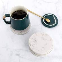 Posavasos de Cermica, Posavasos Redondo Diseo de Mrmol, Juego De 6 Blanco - 1 - Blanco-1 - Ver 7