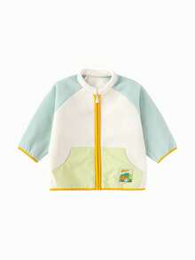 Balabala Áo khoác nỉ trẻ em mùa xuân 2026, áo khoác ngoài ấm áp, mềm mại, nhẹ nhàng có khóa kéo dành cho bé trai và bé gái. - tông màu xanh mòng két - Xem 4