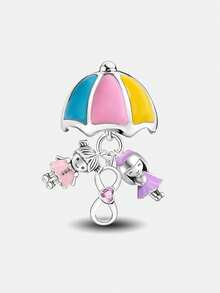 1pc 925 Sterling Silver Sisters Beaded Umbrella Pendant, Suitable For DIY Jewelry Matching And Daily Wear Decoration, Gift For Women - Sisters Under the Umbrella - View 6
