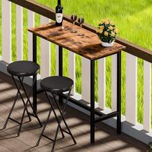 Sweetcrispy Bar Table, Counter Bar Height Pub Table, Rectangular High Top Coffee Table, Narrow Long Kitchen & Dining Counter Tables With Sturdy Metal Frame - Rust Brown - View 1