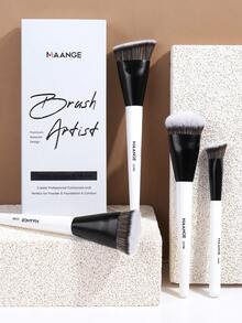 MAANGE 2/4件組化妝刷套組，包含底妝刷、腮紅刷、蜜粉刷、修容刷、打亮刷、眼影刷、遮瑕刷。適合居家與旅行使用，日常與出遊皆宜，女性與女孩的完美禮物。 - 彩色 - 查看 4