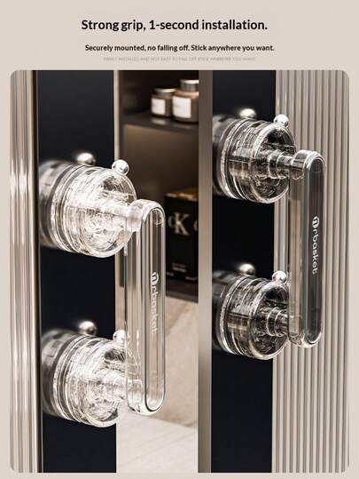 1-Second Strong Suction Cup Door Handle - Adhesive Mounting, Suitable For Cabinets, Wardrobes And Drawers, No Drilling Required, Home Hardware