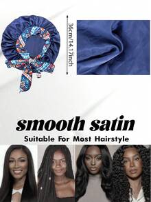 4件套女士睡眠帽 - 纯色缎面光滑帽身,印花弹力抽绳设计,舒适透气,适合睡眠和日常佩戴,休闲护发睡帽 - B - 查看 10