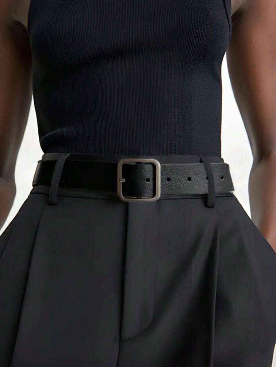 Curea de damă cu cataramă pătrată simplă, versatilă, la modă, potrivită pentru rochii, paltoane, pantaloni