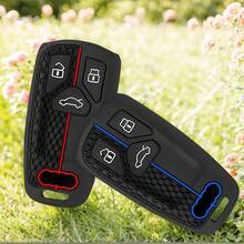 适用于奥迪 Q5 Q7 TT A4 B9 A5 A6 8S 8W 4M S4 S5 S7 TTS TFSI RS 的硅胶汽车钥匙套 - 均碼 - 查看 1