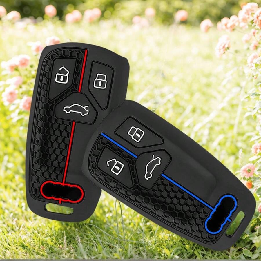适用于奥迪 Q5 Q7 TT A4 B9 A5 A6 8S 8W 4M S4 S5 S7 TTS TFSI RS 的硅胶汽车钥匙套 - 均碼 - 查看 1