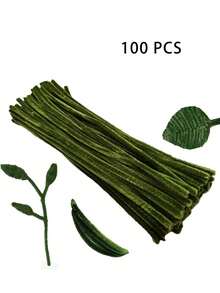 100根彩色管道清洁棒，适用于艺术和手工项目、创意DIY装饰、艺术创作、教学辅助和管道清洁。可制作成木偶、花朵、蔬菜、动物、礼品包装和节日装饰品。 - 彩色 - 查看 10