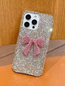 Luxury High-End 3D Rhinestone Bow Phone Case Compatible With Apple 17/15 Pro/ 16 Pro Max, Women's Soft Shell 14/13/12/11, Personalized Fully Blinged Protective Cover - 款式 2(1 件) - 查看 5
