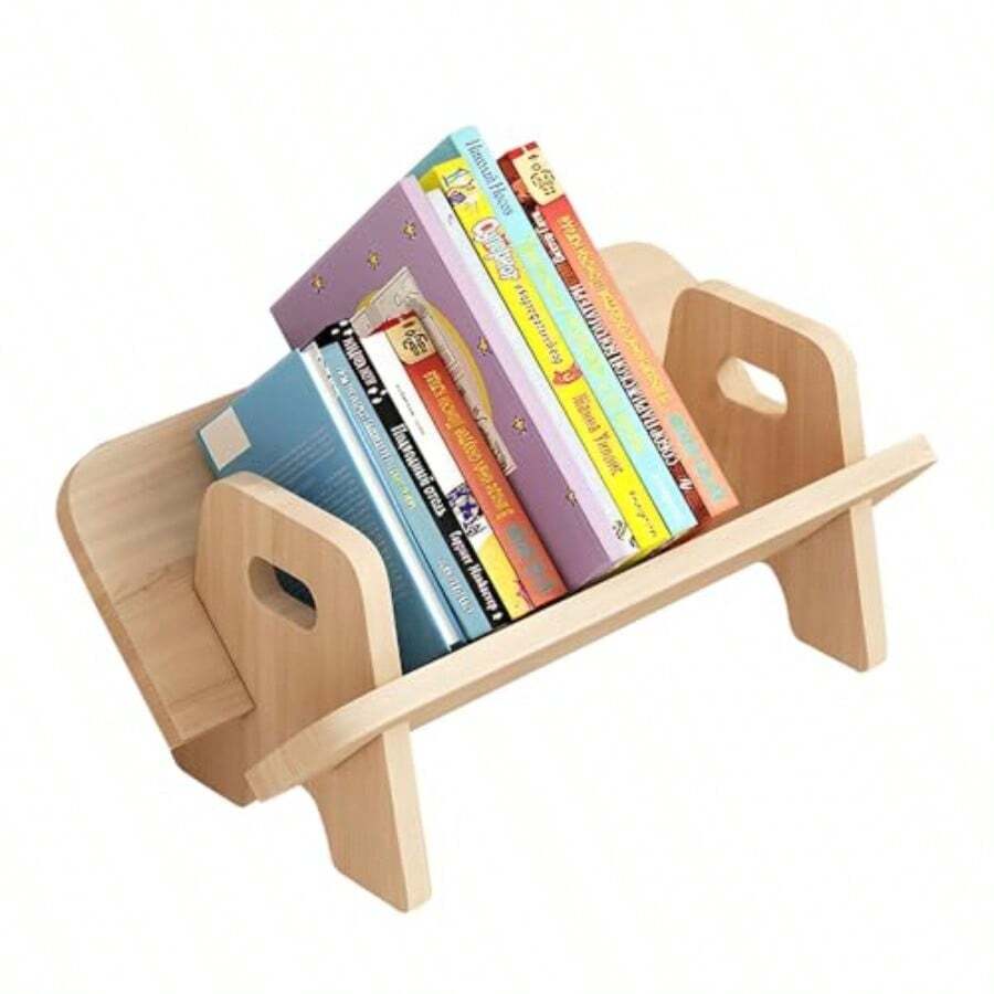 Desktop Bookshelf Small Bookcases For Mini Bookshelf Wood For Desk Small Bookcases Free Standing With Handle Countertop Book Organiser Storage For Bedroom - As Pic - View 1