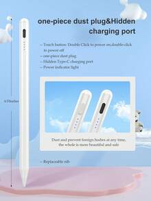 Bolígrafo táctil con capacidad de 90mAh, con características anti-contacto accidental y detección de inclinación, compatible con iPad 10 (10.9 pulgadas, 2022), iPad Air 4/5/6/M4, iPad A16 (11 pulgadas, 2025), iPad Air 11/13 pulgadas (M3/M2), iPad Pro 11/12.9 pulgadas - Blanco