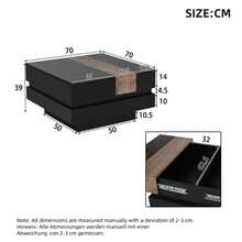 70*70*39cm Quadratischer Wohnzimmertisch, Ausziehbar Couchtisch Mit Verstecktem Stauraum, Farbblock-Design Teetisch ,Hochglanz Wohnzimmer Beistelltisch,Schwarz, MDF - Black - View 2