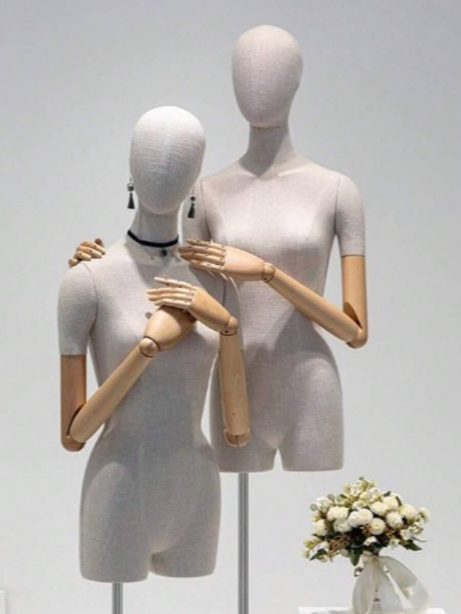 Maniquí Sastrero de Tela con Brazos de Madera Articulados – Exhibición Profesional  Tela no tejida - A - Ver 1