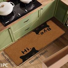 1 peça de pegada de gato, estampa gráfica de gato, série de tapetes longos, tapete interno, capacho, tapete de entrada, tapete de cabeceira para quarto, tapete de cozinha, tapete de cozinha, adequado para sala de estar, lavanderia, banheiro