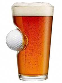 Golf Ball Pint Glass - 16oz |Stuck In Glass Beer Glass, Golf Ball Embedded With Creative Glass, Made In The USA