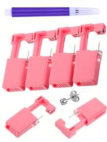 Ear Piercing Gun Kit - 6 Pack Self Ear Piercing Kit Pink Disposable Ear Piercing Tool Builted In Clear Zirconia Wholesale Home Use Piercing Kit - Multicolor - View 9
