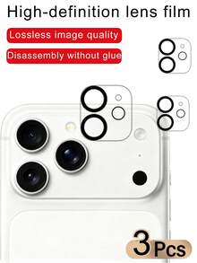 3pcs Apple Camera Lens Protector Film, Compatible With IPhone 17/16e/16 Plus/16/16 Pro Max/16 Pro/15 Pro Max/15 Pro/15/15 Plus/14 Pro Max/14 Pro/14/14 Plus/13 Pro Max/13/13 Pro/13 Mini/12 Pro Max/12/11/11 Pro - Black - View 16