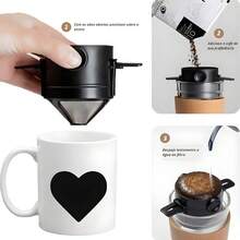 Mini Portable Stainless Steel Coffee Filter - màu đen - Xem 2