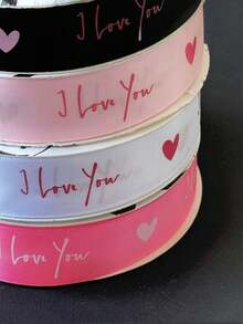 2.5cm Wide Fashionable "I LOVE YOU" Ribbon, Floral Bouquet Packaging Ribbon, DIY Gift Wrapping Ribbon - Multicolor - View 4