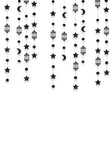 1pc 3 Meters Gold Star & Moon Garland Decor, Hanging Stars, Moons, Dots & Crescent String Lights And Ribbons, For Backdrop Banner, Suitable For Home Decor, Festivals, New Year Celebrations, Weddings And Birthday Parties - Multicolor - View 9