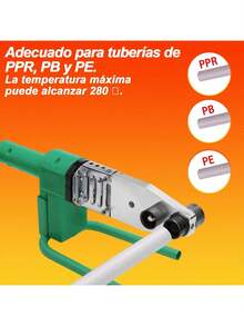 Kit de Soldadura Térmica, con 3 Boquillas (20mm a 63mm), Herramienta para Soldar Tuberías de Plástico PE/PPR/PB - Tipo de Enchufe A USA (110-127V) - Ver 6