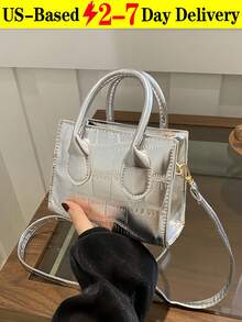 Fashionable Solid Color Retro Mini Handbag For Women, Adjustable & Detachable Crossbody Shoulder Strap With Dual Top Handles, Convertible Retro Purse For Parties, Daily Use, Travel, Shopping, Holds Phone & Keys In Gold, Silver, Black & White, Fashionable And Versatile, Lightweight And Practical, The Best Gift Choice, Birthday Gift, Christmas Gift[US Local Warehouse] - 彩色 - 查看 12
