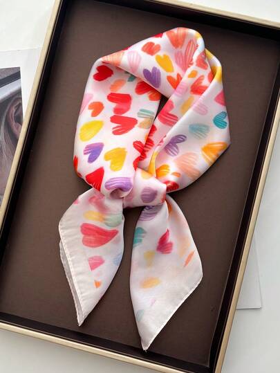 1pc High-Quality Faux Silk Printed 65*65cm Scarf, Versatile For Men & Women, Suitable For Outdoor, Sports, Riding, Shopping, Dating, Wind Protection, Sun Shading